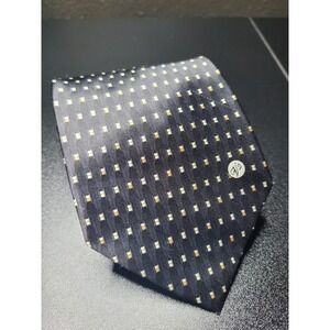 Versace‎ Men's Necktie Navy Blue Geometric Silk 4" x 58" Excellent